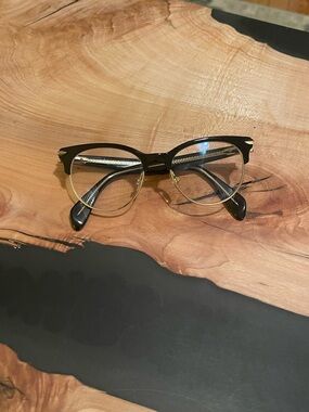 rag & bone Black and Gold Browline Glasses